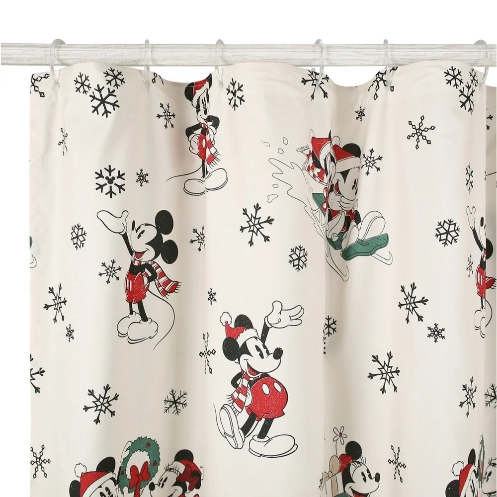 🆕 DISNEY Mickey and Minnie Shower Curtain Bath Rug  Hand Towel Bathroom Set